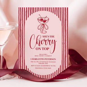 Invitación Despedida de Soltera Cherry Red Stripes