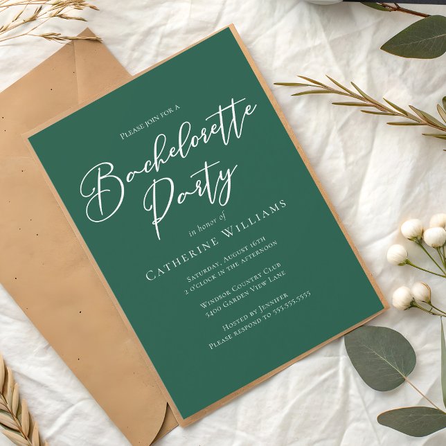 Invitación Despedida de soltera chic esmeralda verde (Subido por el creador)
