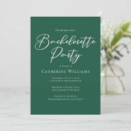 Invitación Despedida de soltera chic esmeralda verde