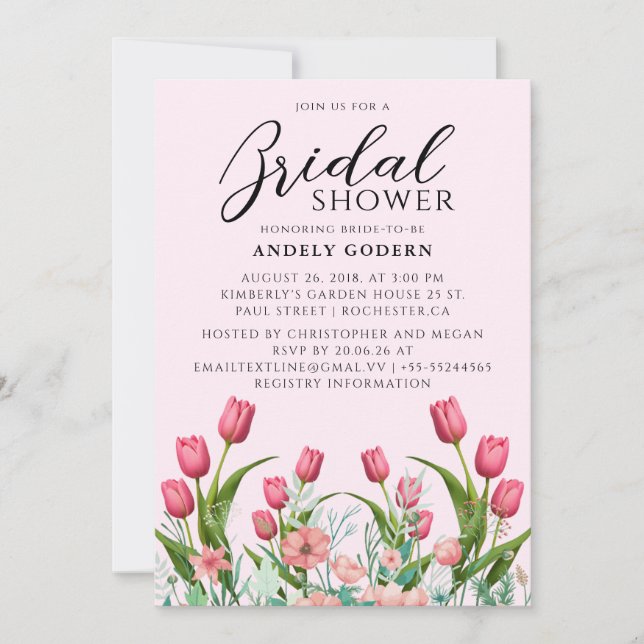 Invitación Despedida de Soltera con Acuarela Floral (Anverso)