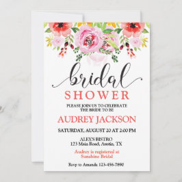 Invitación Despedida de soltera con acuarelas de flores silve