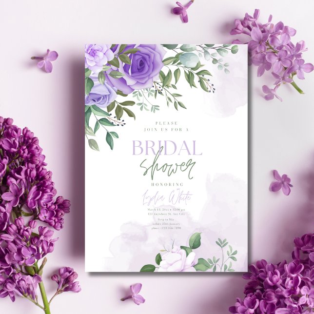 Invitación Despedida de soltera con aquarelas de lilas, Despe (Subido por el creador)