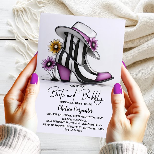 Invitación Despedida de Soltera con Botas Modernas y Burbujas (Subido por el creador)
