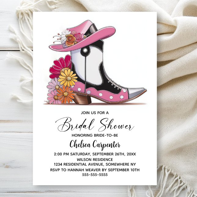 Invitación Despedida de Soltera con Botas Rosas y Sombrero De (Subido por el creador)