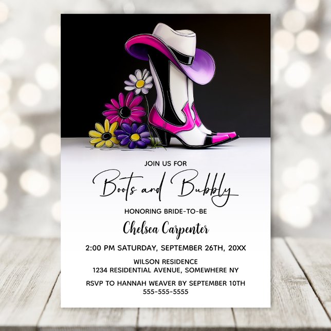 Invitación Despedida de Soltera con Botas y Burbujas (Subido por el creador)