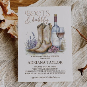 Invitación Despedida de soltera con botas y burbujas