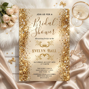 Invitación Despedida de soltera con brillo de oro de lujo