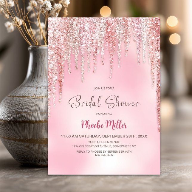 Invitación Despedida de soltera con brillo rosa (Subido por el creador)