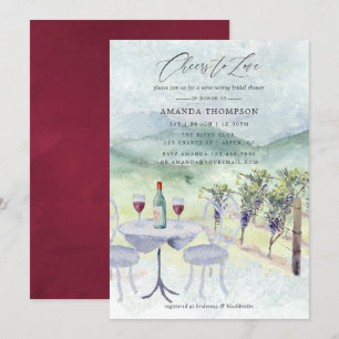Invitación Despedida de soltera con cata de vinos con acuarel