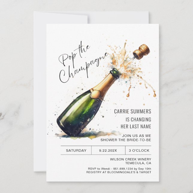 Invitación Despedida de Soltera con Champán (Anverso)