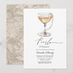 Invitación Despedida de soltera con champán Pearls & Prosecco