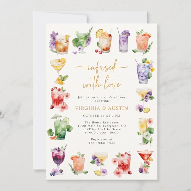 Invitación Despedida de soltera con cóctel (Anverso)