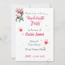 Invitación Despedida de soltera con cóctel floral de peonía r