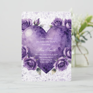 Invitación Despedida de soltera con corazón y rosas de pintur