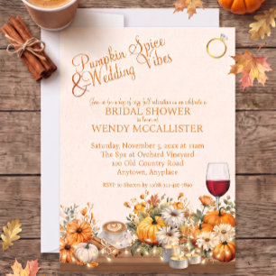 Invitación Despedida de Soltera con Especias de Calabaza y Vi
