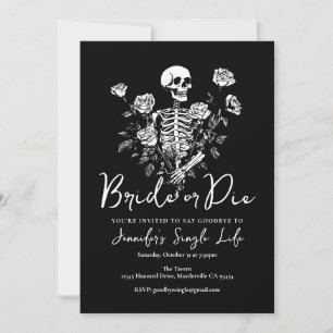 Invitación Despedida de soltera con esqueleto floral Bride or