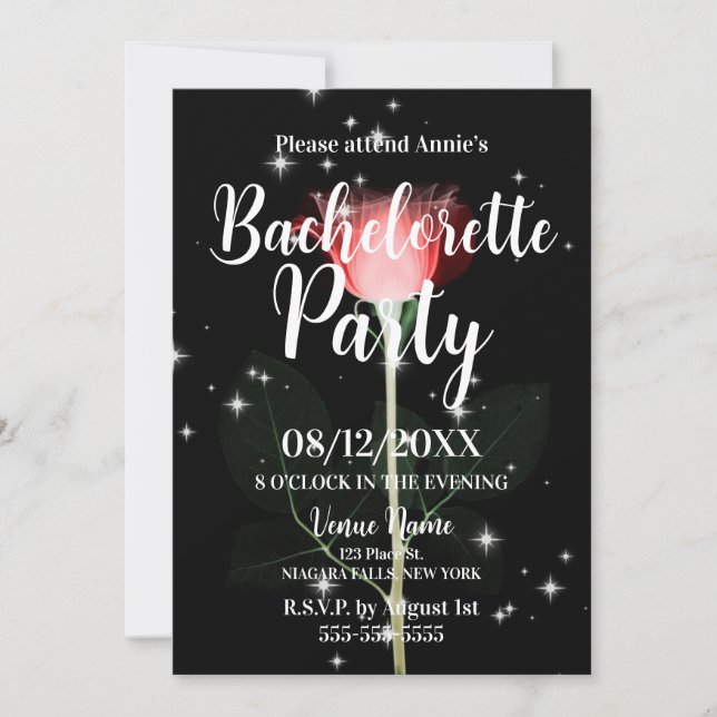 Invitación Despedida de soltera con flor brillante de rayos X (Anverso)