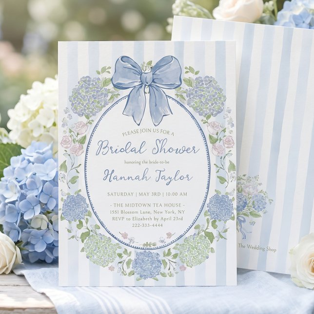 Invitación Despedida de Soltera con Flor de Hortensia Azul (Subido por el creador)