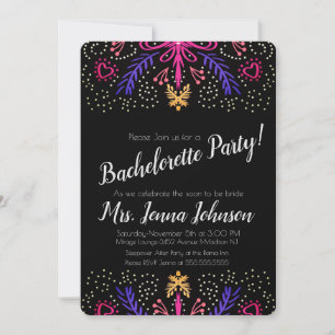 Invitación Despedida de soltera con flores punteadas chic