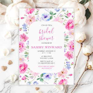Invitación Despedida de Soltera con Flores Rosas Florales
