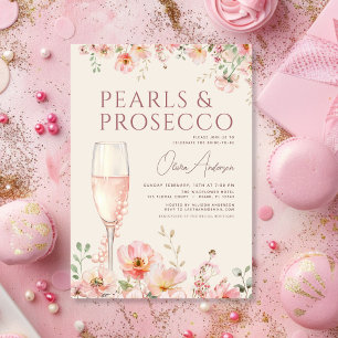 Invitación Despedida de soltera con flores silvestres, perlas