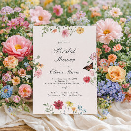 Invitación Despedida de soltera con flores silvestres y marip