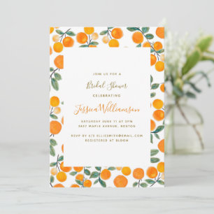 Invitación Despedida de soltera con frutas cítricas naranjas 