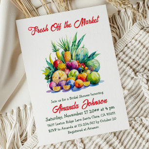 Invitación Despedida de soltera con frutas frescas del agricu