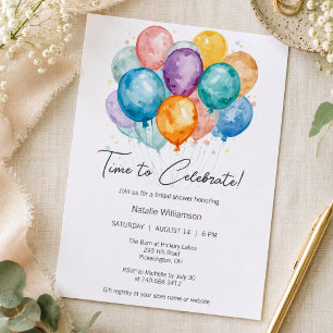Invitación Despedida de soltera con globos y confeti
