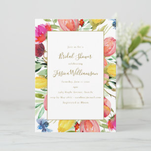 Invitación Despedida de soltera con jardín floral de acuarela
