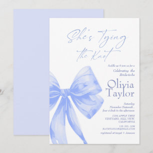 Invitación Despedida de soltera con lazo azul Ella se casa