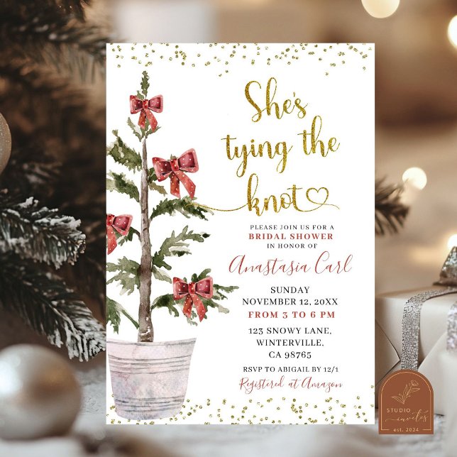Invitación Despedida de soltera con lazo de árbol de invierno (Subido por el creador)