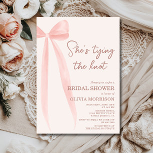 Invitación Despedida de Soltera con Lazo Rosa: Ella se Casa