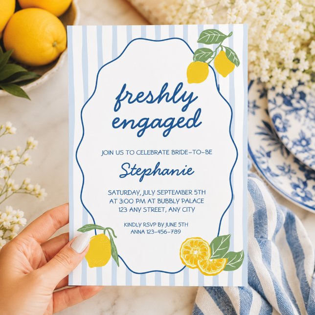 Invitación Despedida de Soltera con Limón de la Costa Amalfit (Freshly Engaged Amalfi Coast Lemon Bridal Shower Invitation)