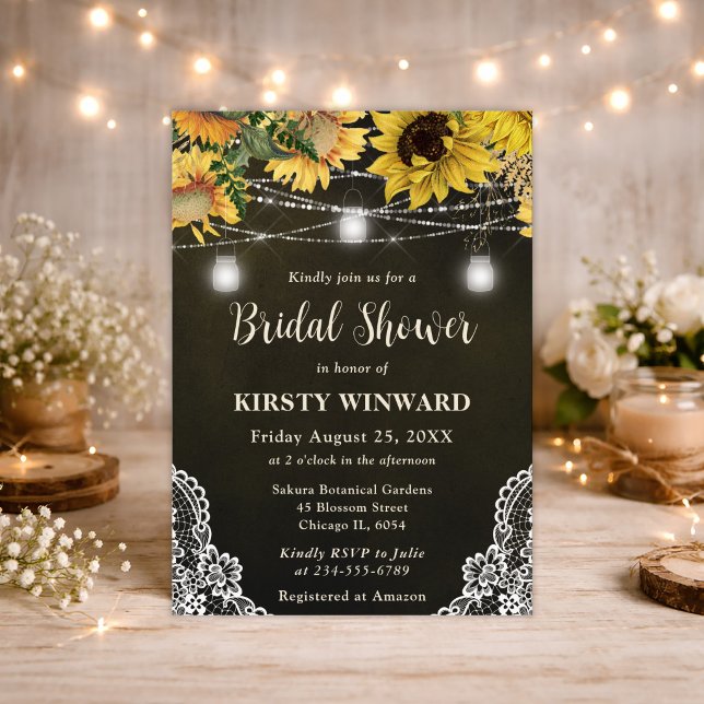 Invitación Despedida de Soltera con Luces de Girasoles Rústic (Subido por el creador)