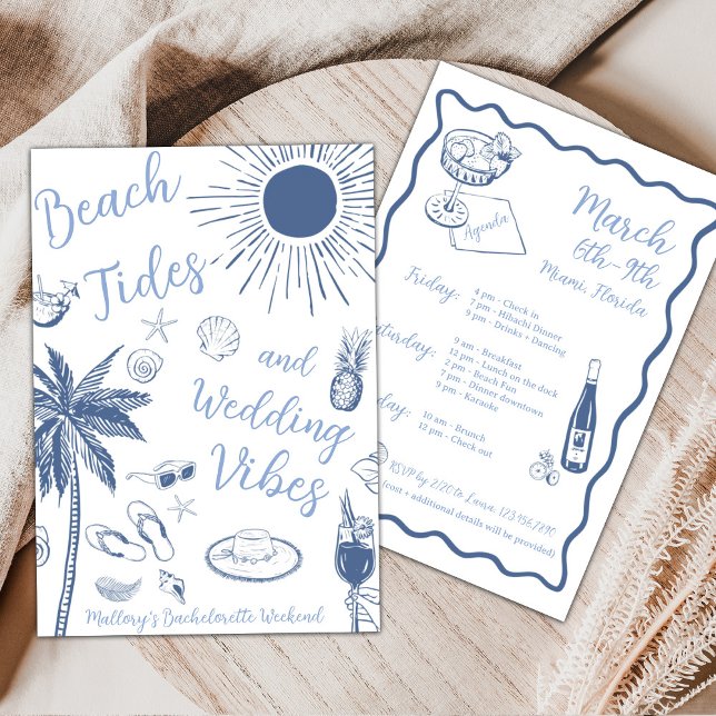 Invitación Despedida de soltera con mareas de playa y ambient (Subido por el creador)