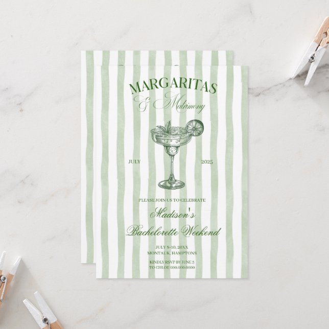 Invitación Despedida de soltera con margaritas y lima (Anverso/Reverso In Situ)