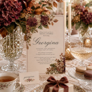 Invitación Despedida de soltera con monograma de hortensia ma