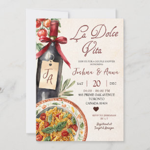 Invitación Despedida de soltera con pasta y vino La Dolce Vit