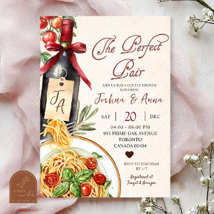 Invitación Despedida de soltera con pasta y vino, pareja perf