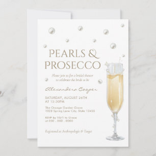 Invitación Despedida de Soltera con Perlas Blancas y Prosecco