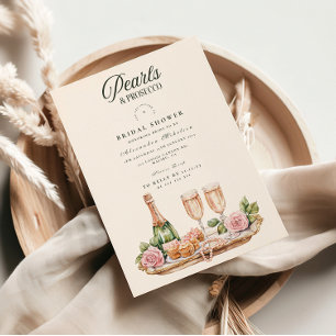 Invitación Despedida de soltera con perlas elegantes y Prosec