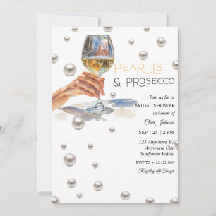 Invitación Despedida de Soltera con Perlas Elegantes y Prosec