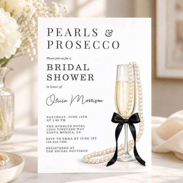 Invitación Despedida de soltera con perlas y prosecco (Subido por el creador)