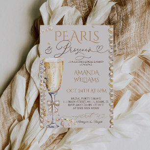 Invitación Despedida de soltera con perlas y Prosecco
