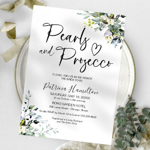 Invitación Despedida de soltera con perlas y Prosecco