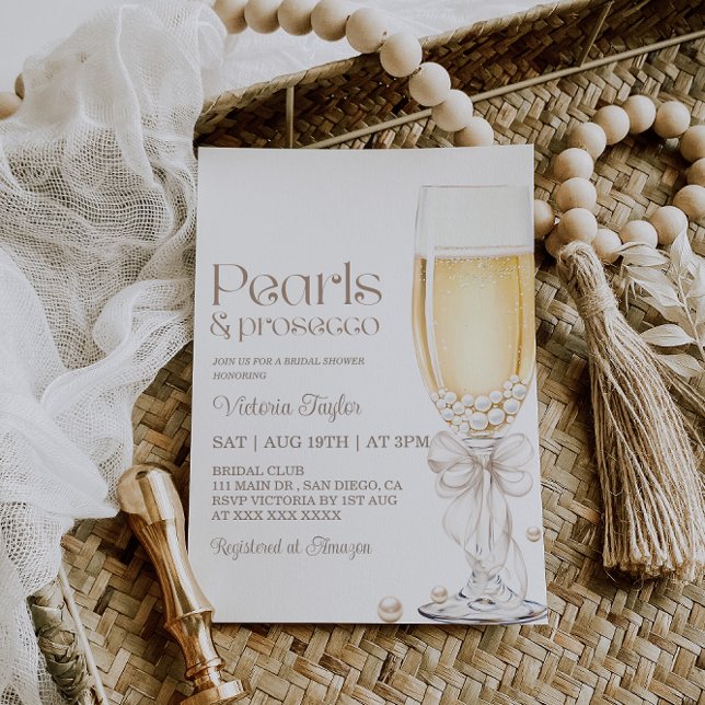Invitación Despedida de soltera con perlas y prosecco de lujo (Subido por el creador)