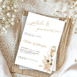 Invitación Despedida de soltera con pétalos boho y prosecco e