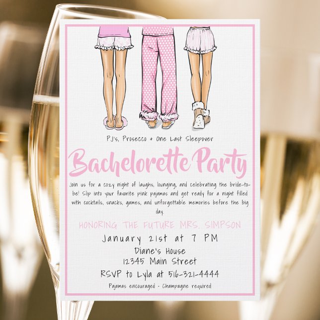 Invitación Despedida de soltera con pijama y Prosecco (Subido por el creador)