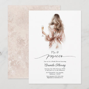 Invitación Despedida de soltera con pijamas elegantes y prose